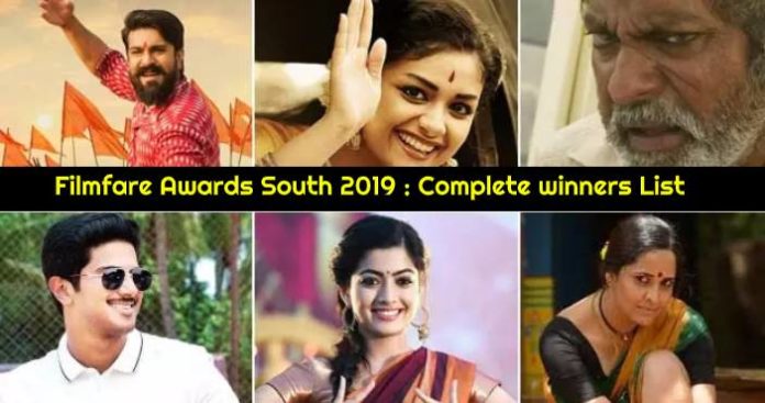 Filmfare Awards South 2019 Complete winners List
