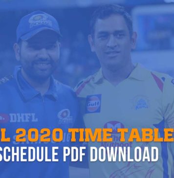 IPL 2020 time table, Schedule pdf download
